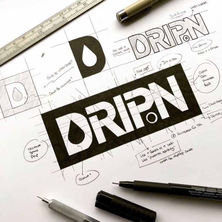 the word drupn is drawn on top of a piece of paper with markers and pencils