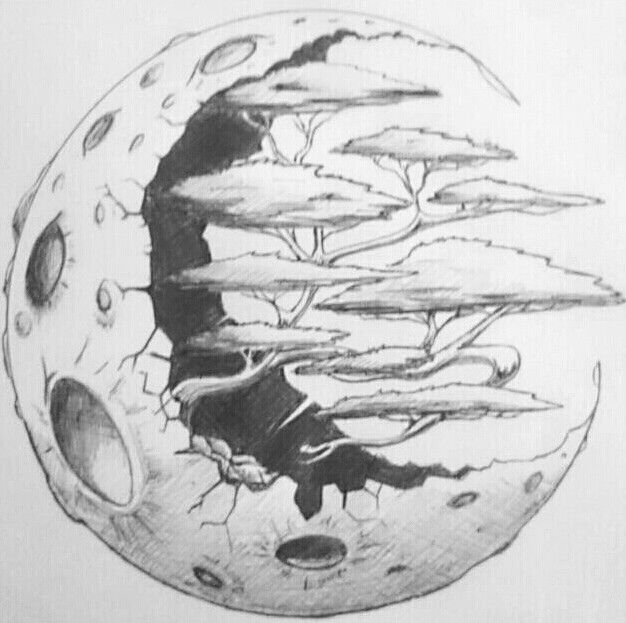 a drawing of an object that looks like it is floating in the air with trees on top