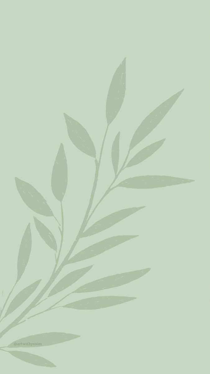 a green background with leaves on the left and right side, in shades of gray