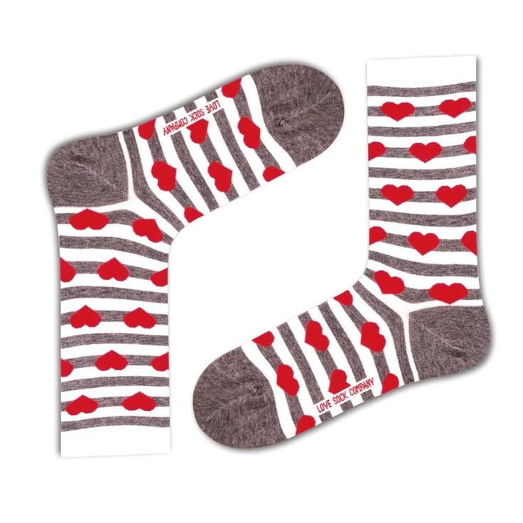 Red Hearts women's novelty crew striped socks. Love Sock Company (W) - LOVE SOCK COMPANY Sock Company, Heart Socks, Women Crew Socks, Soft Sock, Women's Socks, Heart Women, Valentines Day Gifts For Her, Striped Socks, Red Hearts