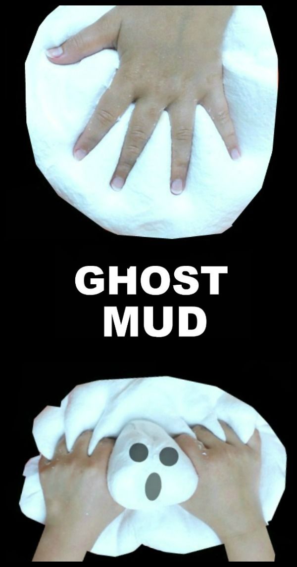 two hands are covered with white towels and the words ghost mud in front of them