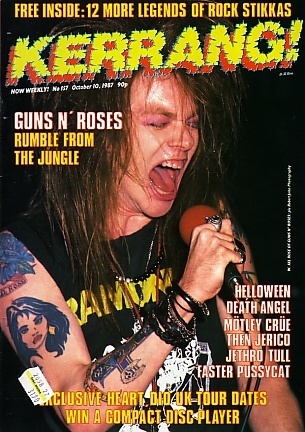 the front cover of rock magazine with an image of a man singing into a microphone