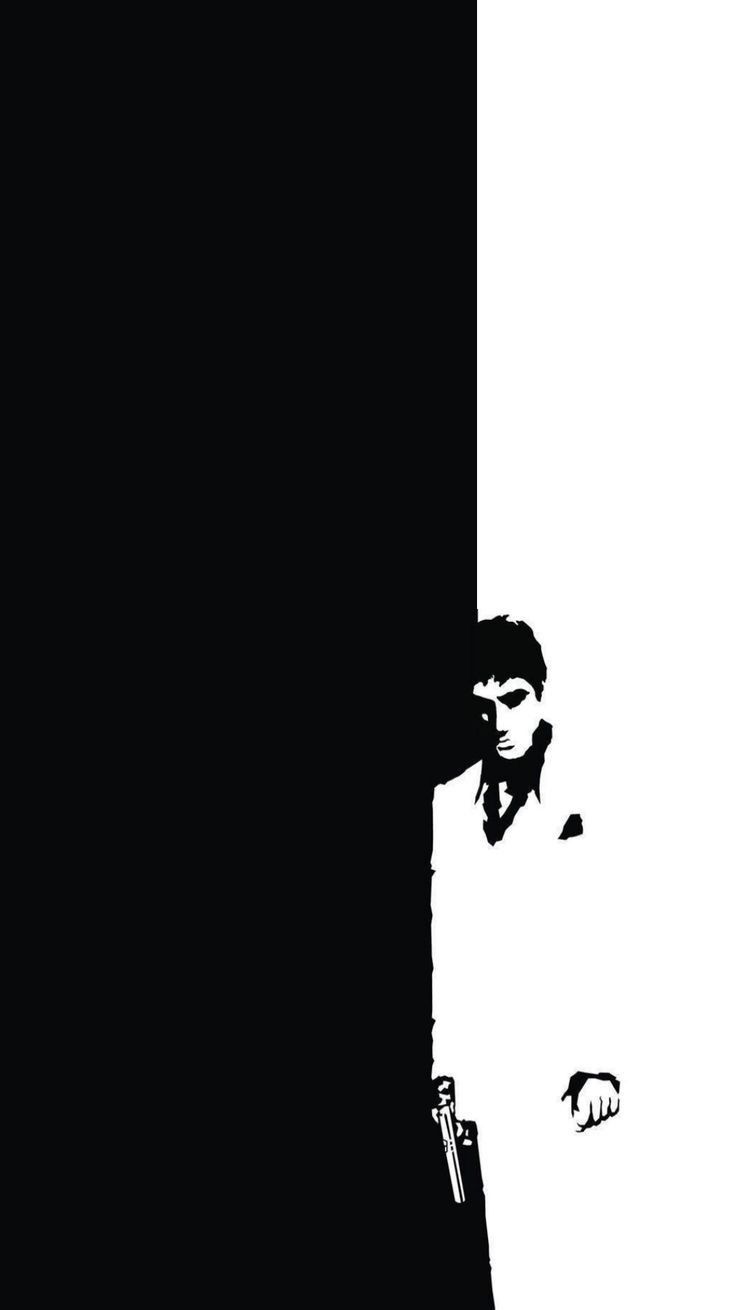 Scarface Black And White, Black And White Phone Wallpaper, White Phone Wallpaper, Antonio Montana, Scarface Wallpaper, Iphone Background Inspiration, Scarface Poster, Black And Grey Wallpaper, Scarface Movie