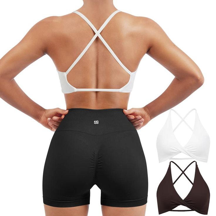 PRICES MAY VARY. Backless Strappy Sports Bra Pack: Cross open back crop tops, Strappy sports bra with thin spaghetti straps, Twist V neck plunge sports bra multipack Light Support Workout Crop Tops: Low impact minimal workout bras, Padded push up sports bra, Wirefree comfy basic crop tops Brushed Buttery Soft Gym Tops: 75% Nylon+25% Spandex, Breathable sweat-wicking, Ultra lightweight, 4 way stretch Occasions: Backless Twist Front sports bra perfect for gym, yoga, workout, fitness, yoga, cycling Sports Bra Minimal, Minimal Workout, Exercise Bras, Short Kurtis For Jeans, Cute Sports Bras, Bra Pack, Top Academia, Types Of Clothing Styles, Basic Crop Tops