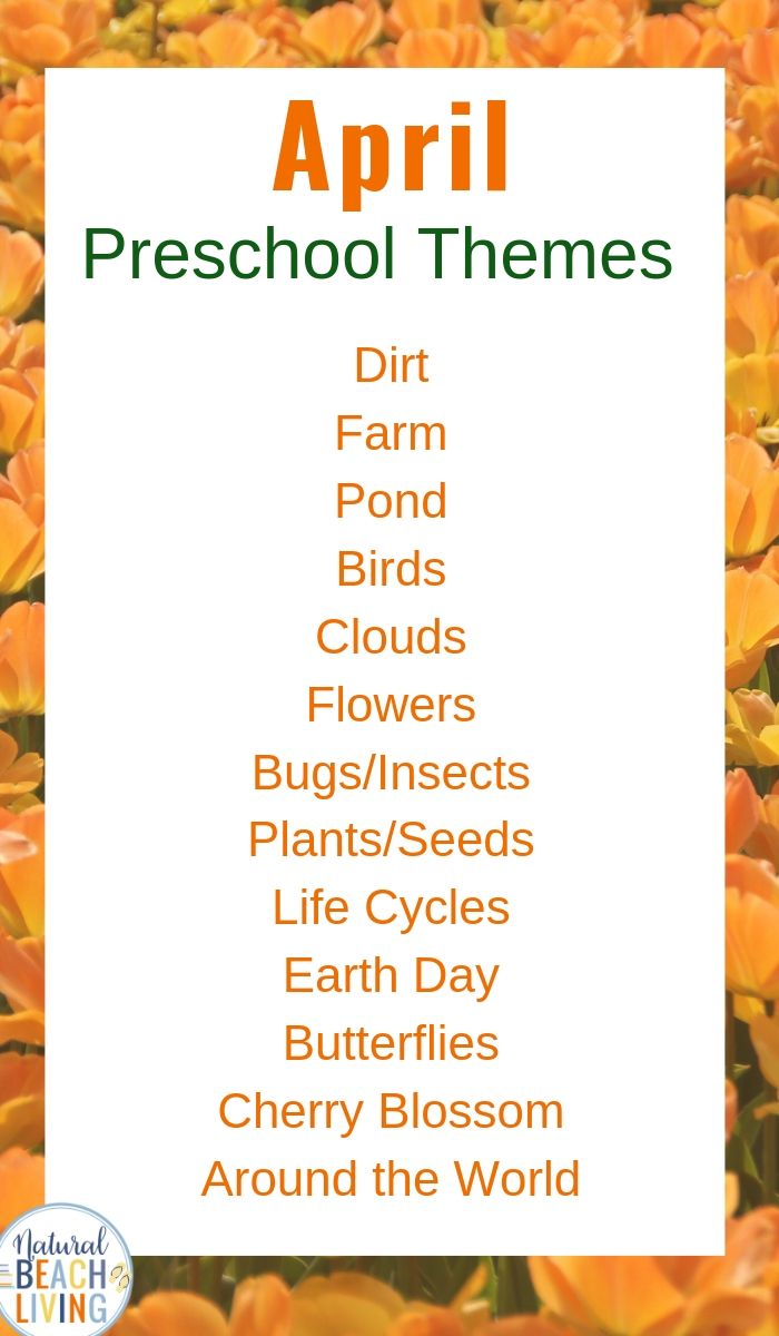 an orange flower field with the words apri preschool themes