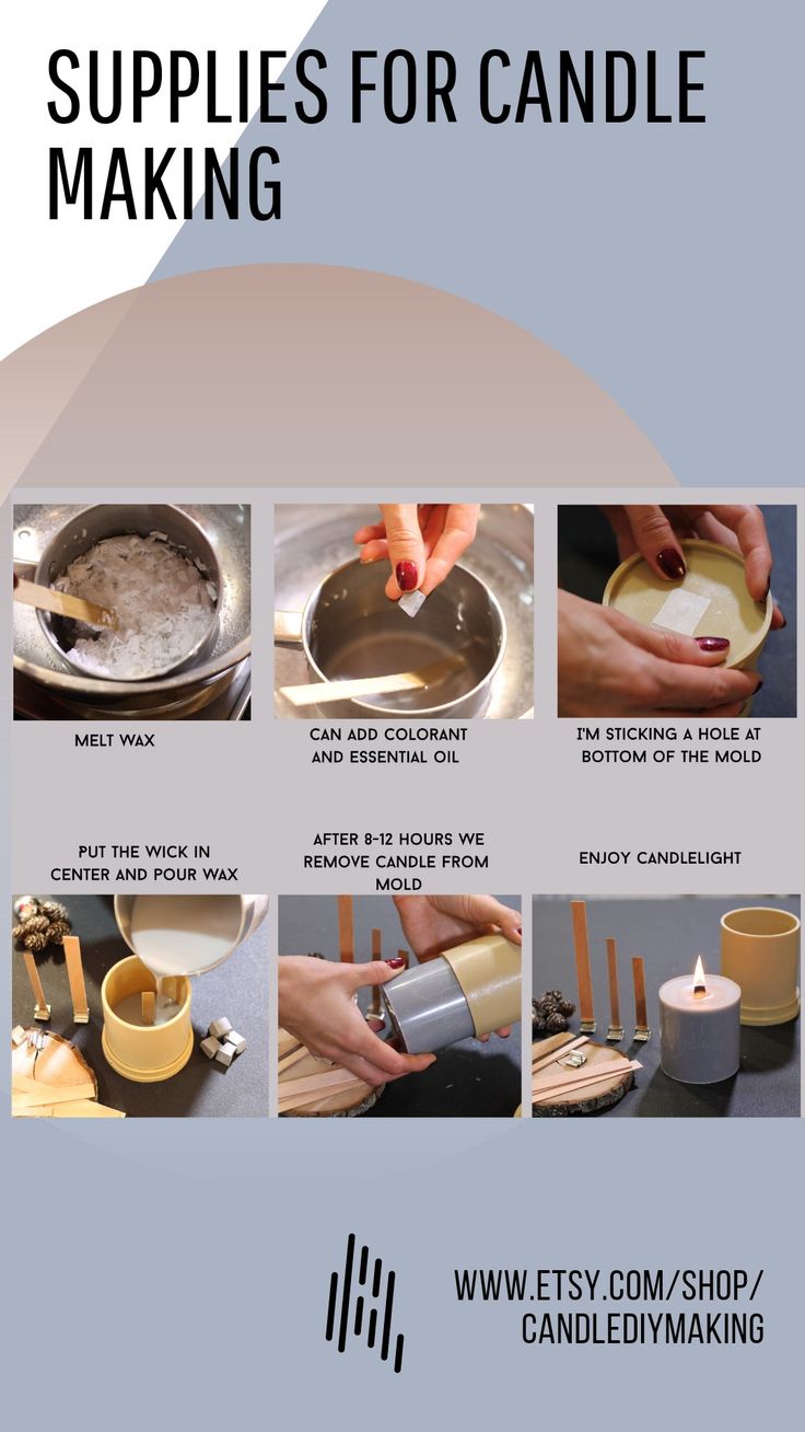 the instructions for making candles are shown in this brochure, with pictures of how to