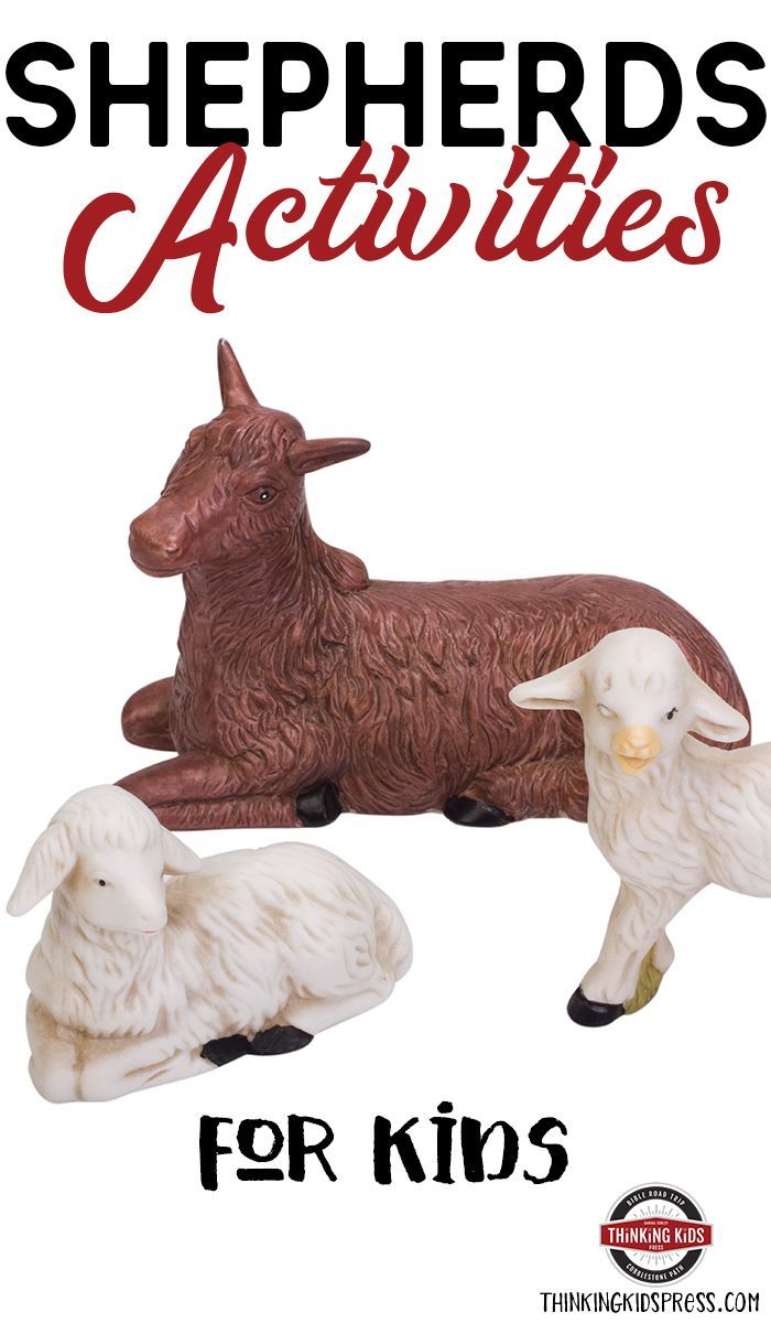 three sheep are shown with the words shepherds activities for kids on top of them