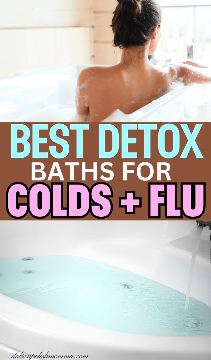 Best detox bath recipes to fight colds and flu fast, magnesium bath recipes for sickness and relaxation Toxin Bath Soak, Cold Bath Remedies, Detox Bath For Sickness Kids, Detoxing Bath Soak, Cold Detox Bath, What To Put In Bath Water, Bath For Colds Remedies, Detox Baths For Women, Bath For Sickness