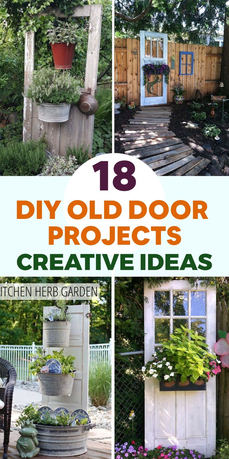 Elevate your outdoor space with unique garden decor ideas using old doors. Explore creative DIY projects to repurpose them into charming pieces like arbors, planters, and tables. Infuse a nostalgic touch to your garden through these inspiring upcycling concepts that breathe new life into aged doors. Embrace the vintage style while adding character to your garden oasis. Upgrade your outdoor sanctuary with these innovative ways to transform old doors into stunning focal points of your landscape design. Vintage Doors Repurposed, Old Door Decor, Upcycle Door, Old Door Projects, Fall Landscaping, Farm Door, Mailbox Landscaping, Door Projects, Door Planter