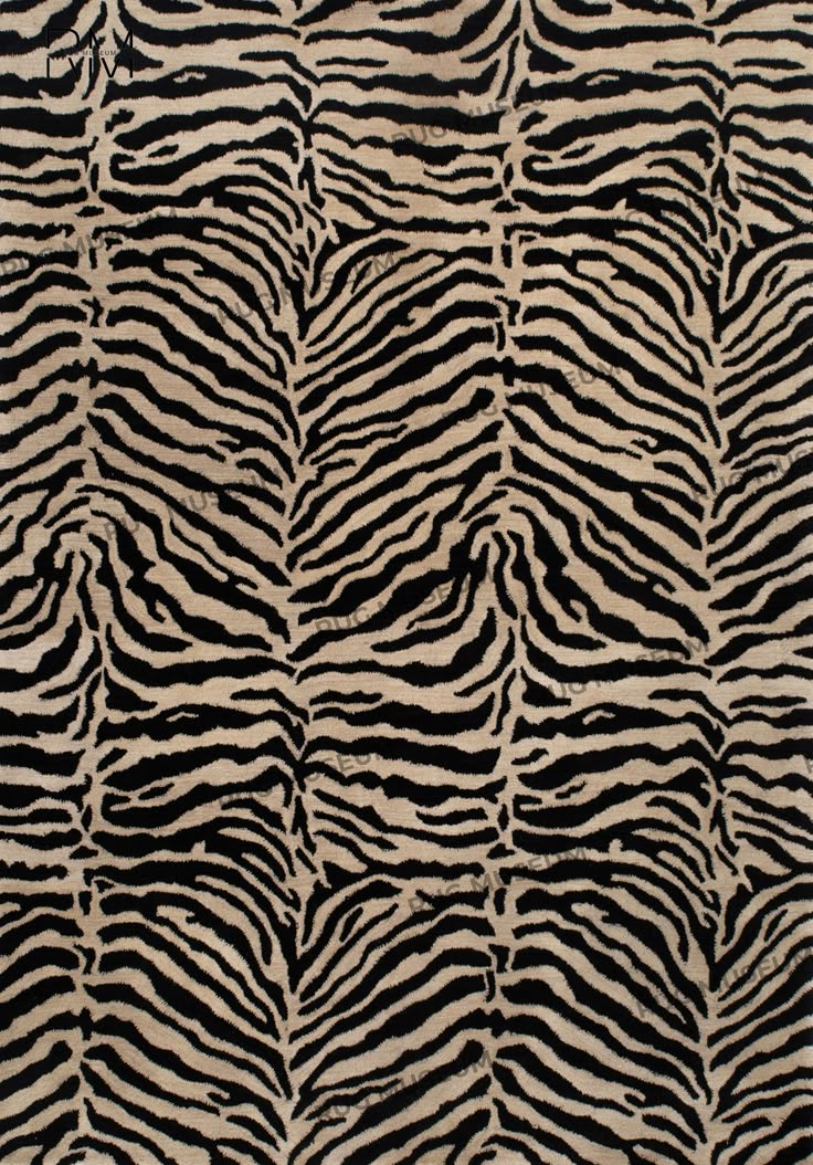 a black and white rug with zebra stripes