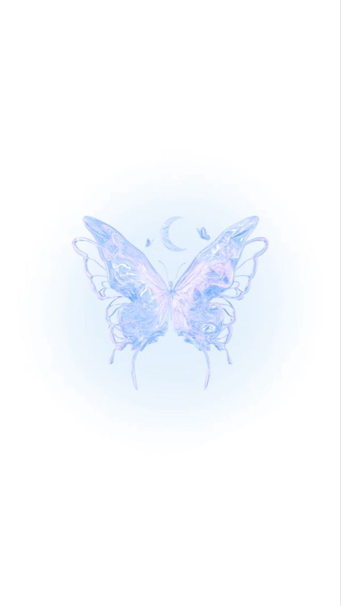 a drawing of a butterfly flying in the sky with its wings spread out and eyes closed