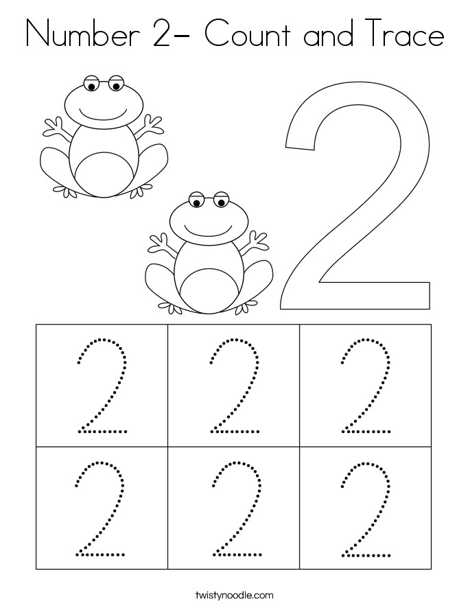 the number 2 and two worksheet for children