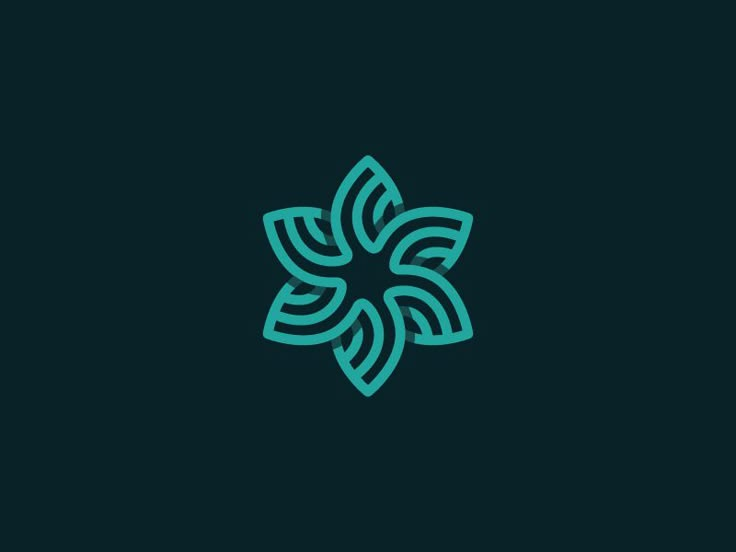 a blue and green flower logo on a black background