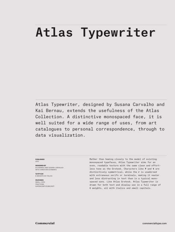 the back cover of atlas typewriter, which is printed in black on white paper