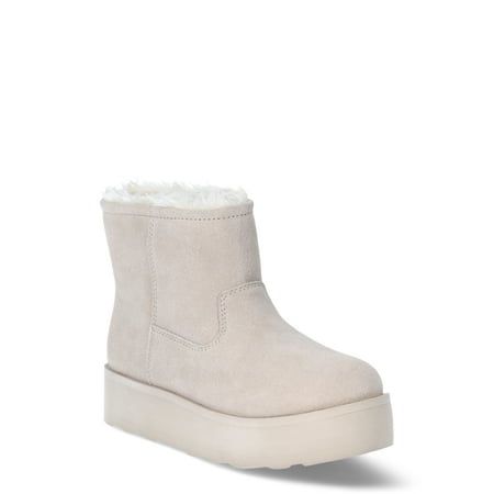 Searching for a trendy boot for cooler weather? Look no furtherTime and Trus Cozy Platform Boots are an ultra-stylish and easy-wearing pick youll love slipping on as temps begin to dip. Crafted in a genuine suede upper and thoughtfully lined in soft faux fur that helps keep your feet comfortably wrapped in warmth all day long. Perfect for both indoor and outdoor activities, these platform cozy boots are sure to become an instant favorite in your cold weather wardrobe. Only at Walmart. Size: 9.  Color: Beige.  Gender: female.  Age Group: adult. Casual Wedge Boots With Round Toe For Fall, Fall Casual Wedge Boots With Round Toe, Casual Winter Wedge Boots With Round Toe, Trendy Winter Outdoor Boots, Trendy Boots For Cold Weather With Round Toe, Casual Winter Booties With Lug Sole, Trendy Round Toe Boots For Cold Weather, Trendy Winter Boots For Cold Weather, Trendy Winter Ankle-high Booties