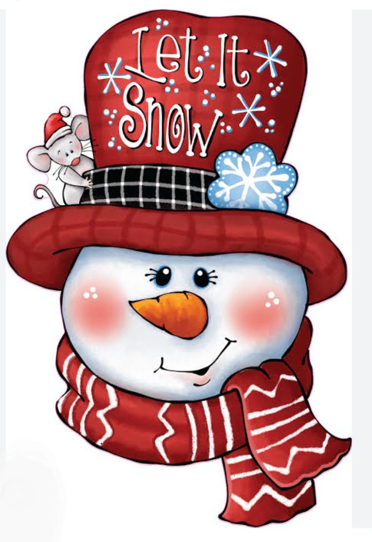 a snowman wearing a red hat and scarf