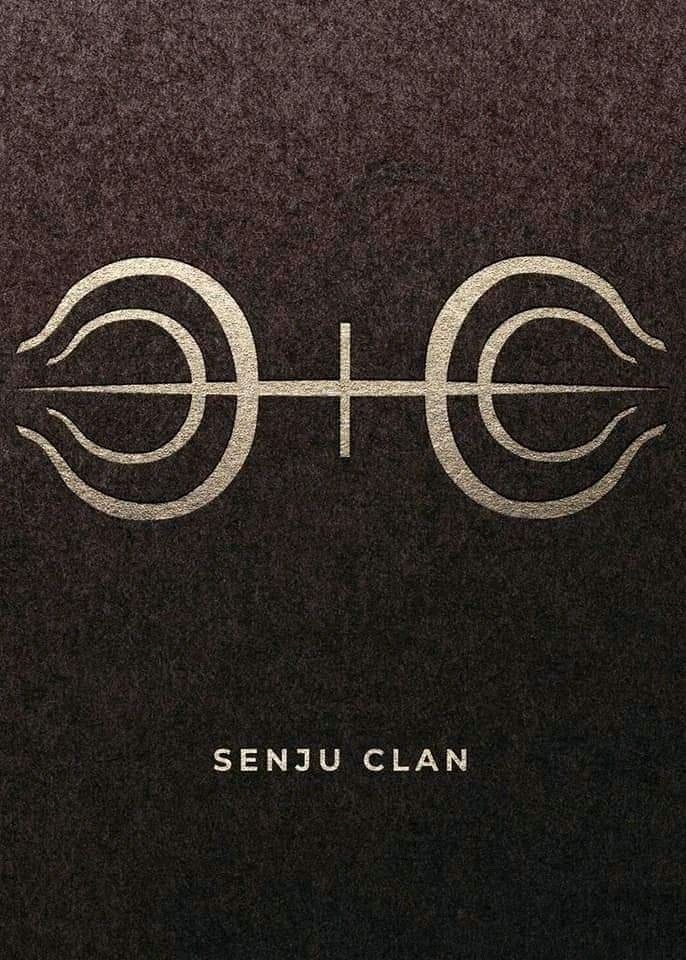 the logo for semu clan is shown in white on black paper with an arrow