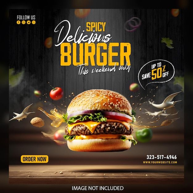 an advertisement for a burger restaurant