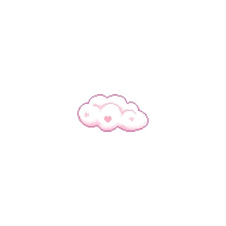 a pink cloud with two hearts on it's side in the middle of a white background