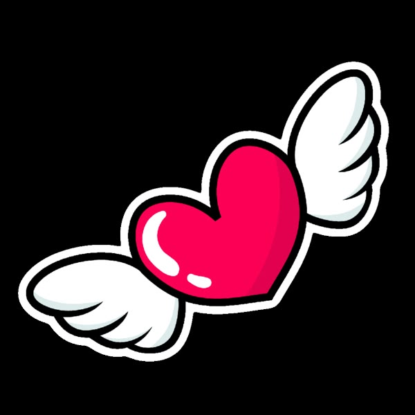 a heart with wings sticker on a white background