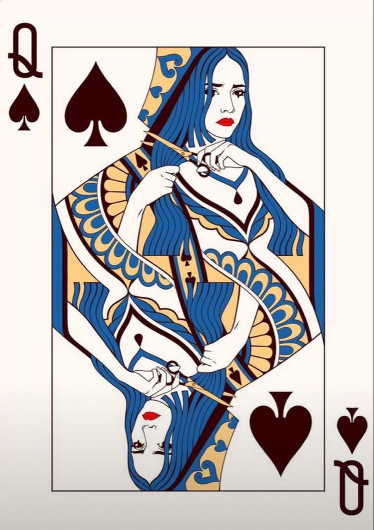 a playing card with an image of a woman