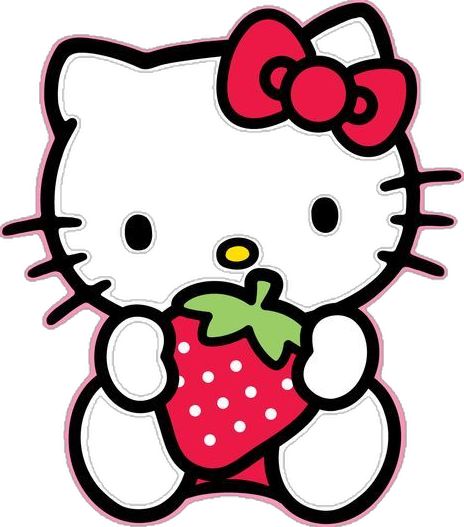 a hello kitty with a strawberry in her hand