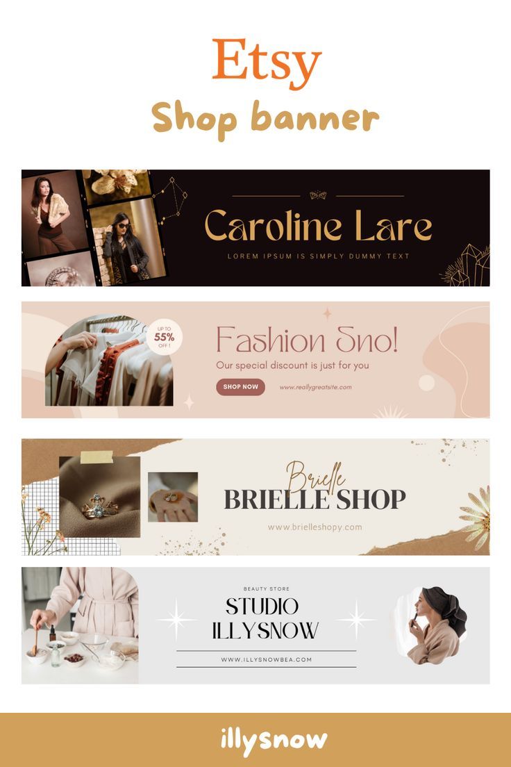 the shop banner is shown with different colors and styles for each item in this image