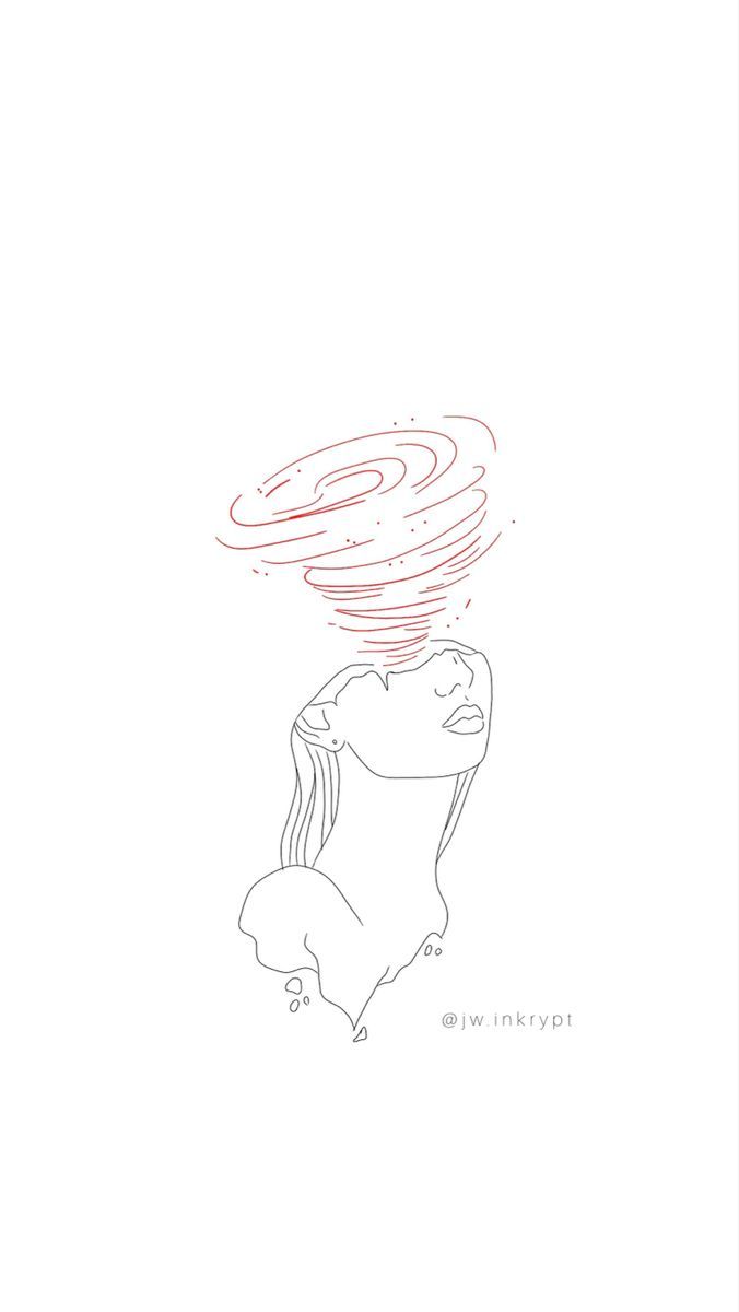 a drawing of a woman's face with her hair blowing in the wind, on a white background