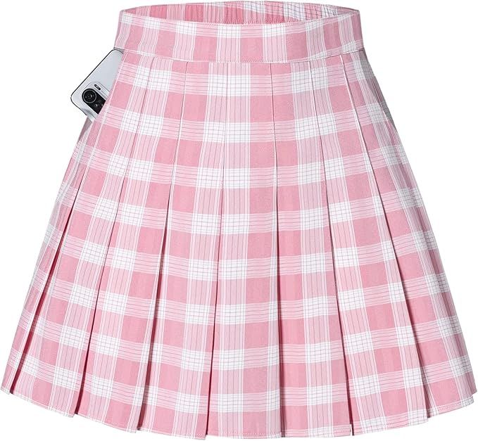 SANGTREE Women Hot Pink Pleated Tennis Skirts, High Waist Skater Mini Short Skort Skirt for Y2K Style Women, Rose Red, US XL at Amazon Women’s Clothing store Layers Skirt, Pink Plaid Skirt, Uniform Skirt, Womens Pleated Skirt, Pleated Skirt Short, Athletic Skort, Skirt Plus Size, Pink Mini Skirt, Pleated Tennis Skirt