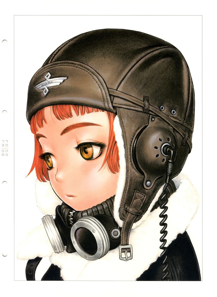 a girl with red hair wearing a helmet and holding a camera