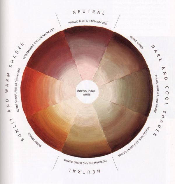 the color wheel is labeled in several different colors