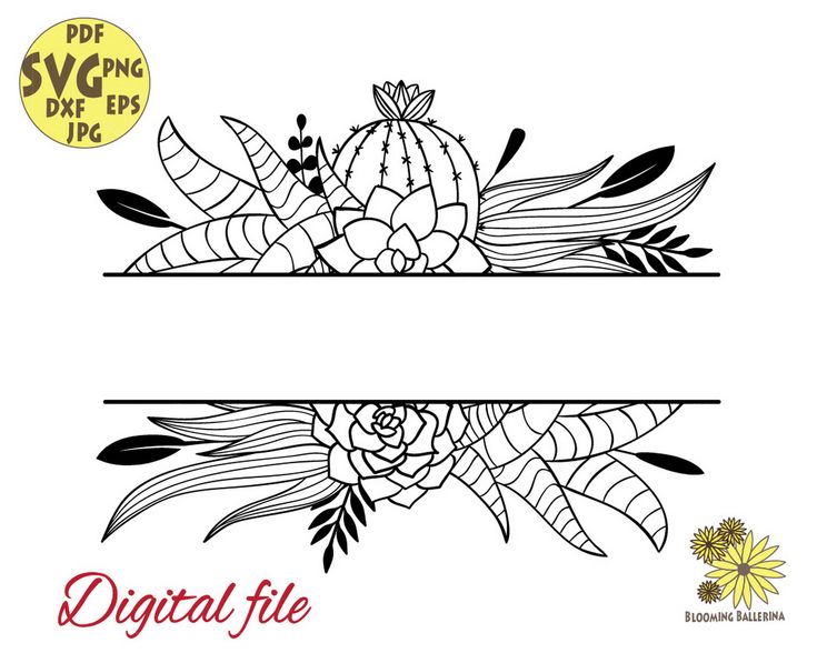 two black and white floral designs with the words digital file