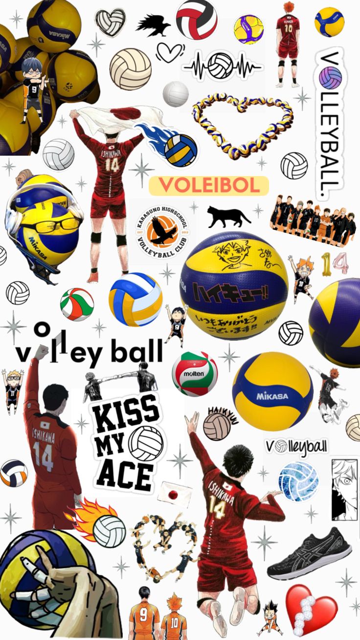 an image of volleyball balls and other sports related items