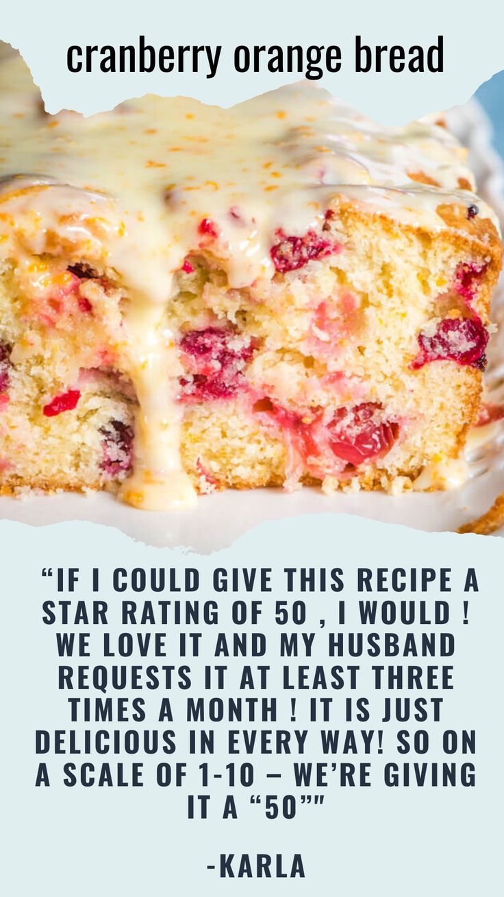 the recipe for cranberry orange bread is shown in an advertisement