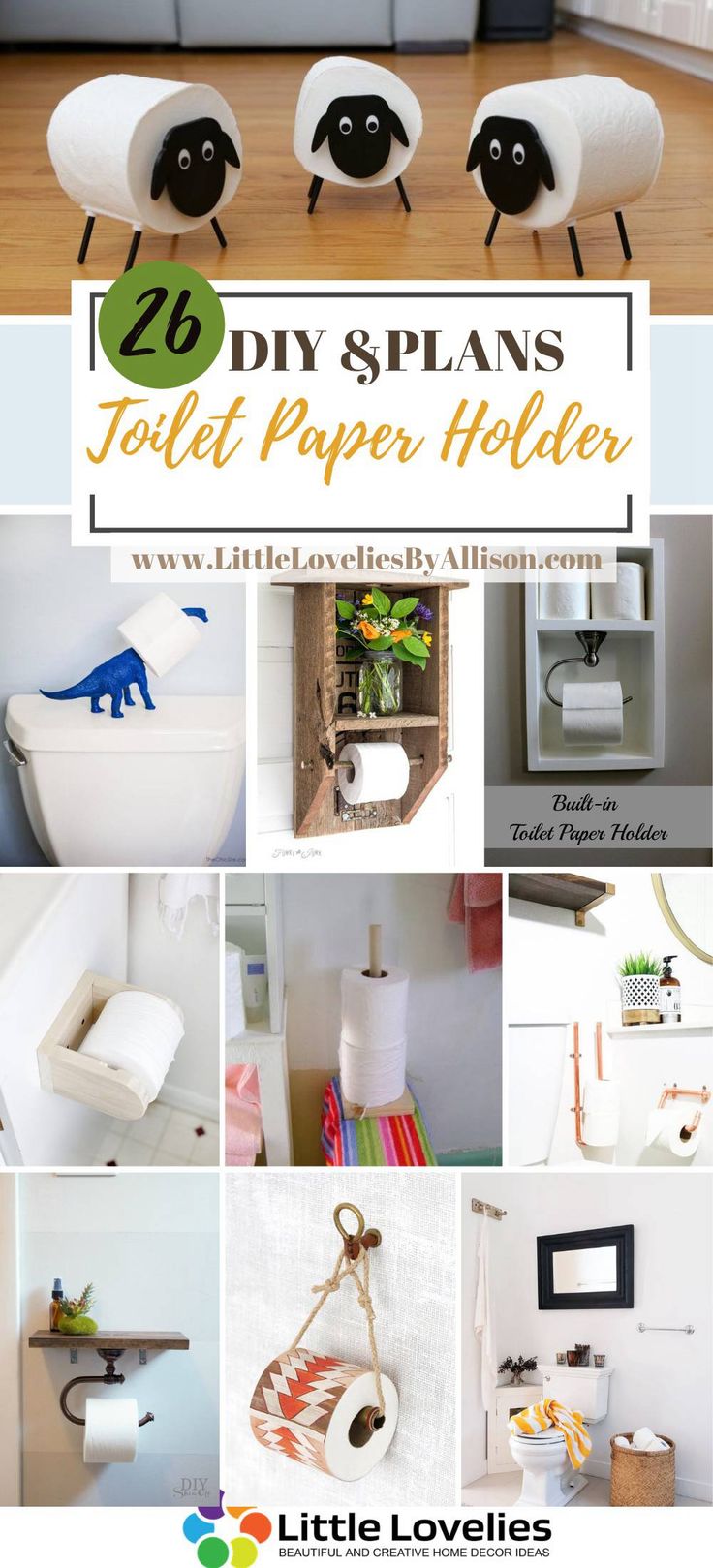 there are many different pictures of toilet paper holders in this collage with the words, 20 diy and plans toilet paper holder