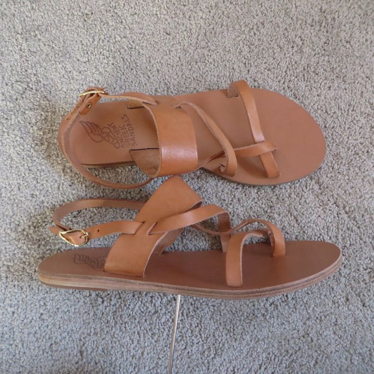 Ancient Greek Sandals Alethea Women's Leather Sandals Size 8 Tan/Brown(Nature) Handmade In Greece Following The Natural Curves Of Your Foot, This Sandal's Organic Lines Aim To Bring Out The Beauty Of Your Own Shape, Just As The Leather It Is Made Of Ages And Colours As It Softens On Your Foot. A Solid Over-Foot Strap Provides All The Security You Need, While Finer Interlocking Straps Loop From Toe Across Foot And Behind Your Heel To Make Every Step Feel Light And Effortless. Wear Will A Floaty M Brown T-strap Sandals With Leather Lining, Brown T-strap Sandals With Leather Sole, Brown Nature, Women's Leather Sandals, Ancient Greek Sandals Eleftheria, Brown Adjustable T-strap Sandals With Cushioned Footbed, Brown Adjustable T-strap Sandals With Leather Sole, Organic Lines, Ancient Greek Sandals