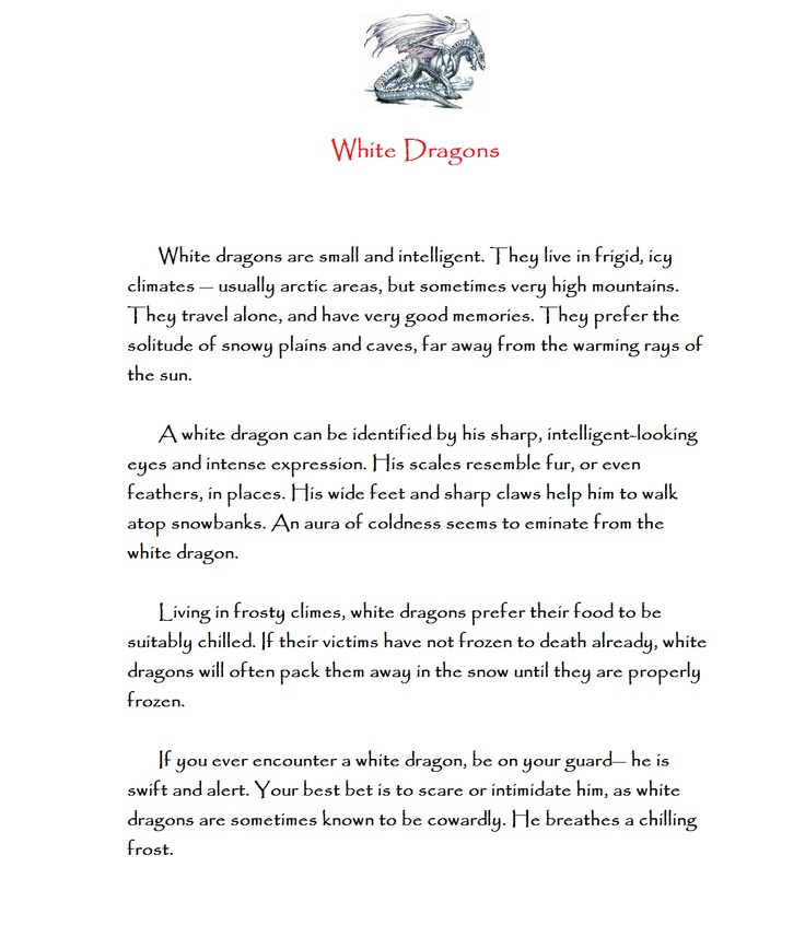 a page from the book white dragon