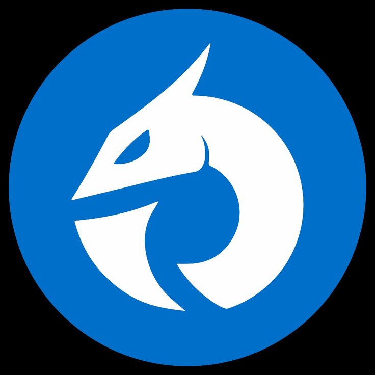 a blue circle with a white dragon on it