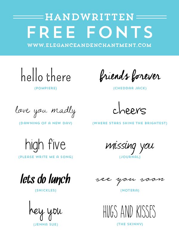 the handwritten font for different types of lettering