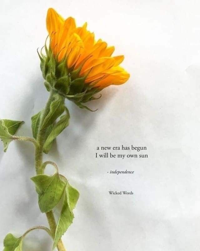 a yellow sunflower sitting on top of a white sheet of paper with a quote