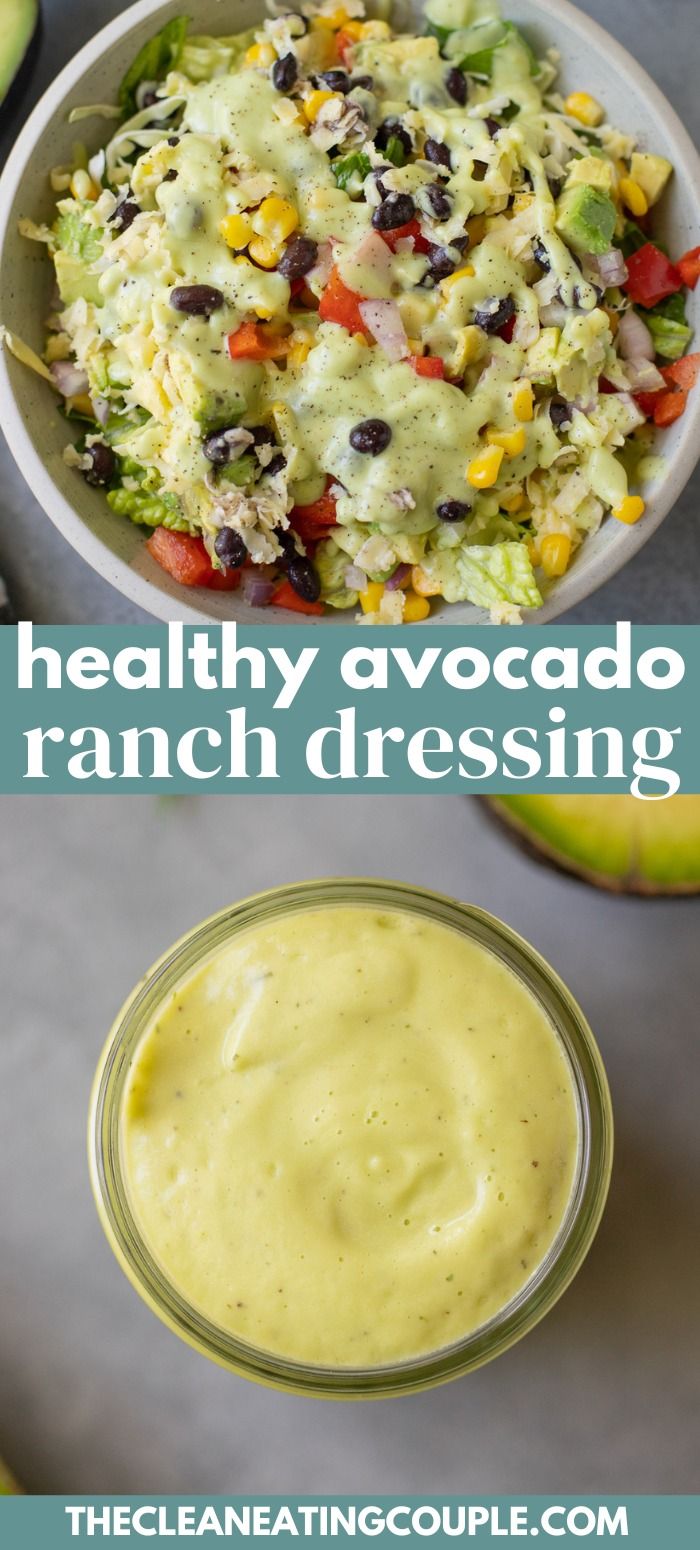 the healthy avocado ranch dressing is ready to be eaten