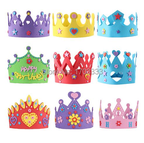 a bunch of different types of crowns on a white background with the words happy birthday written on them