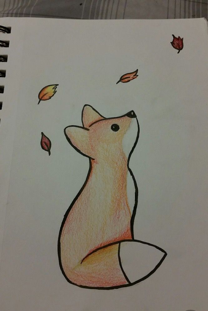 a drawing of a fox with leaves falling from its back on it's hind legs