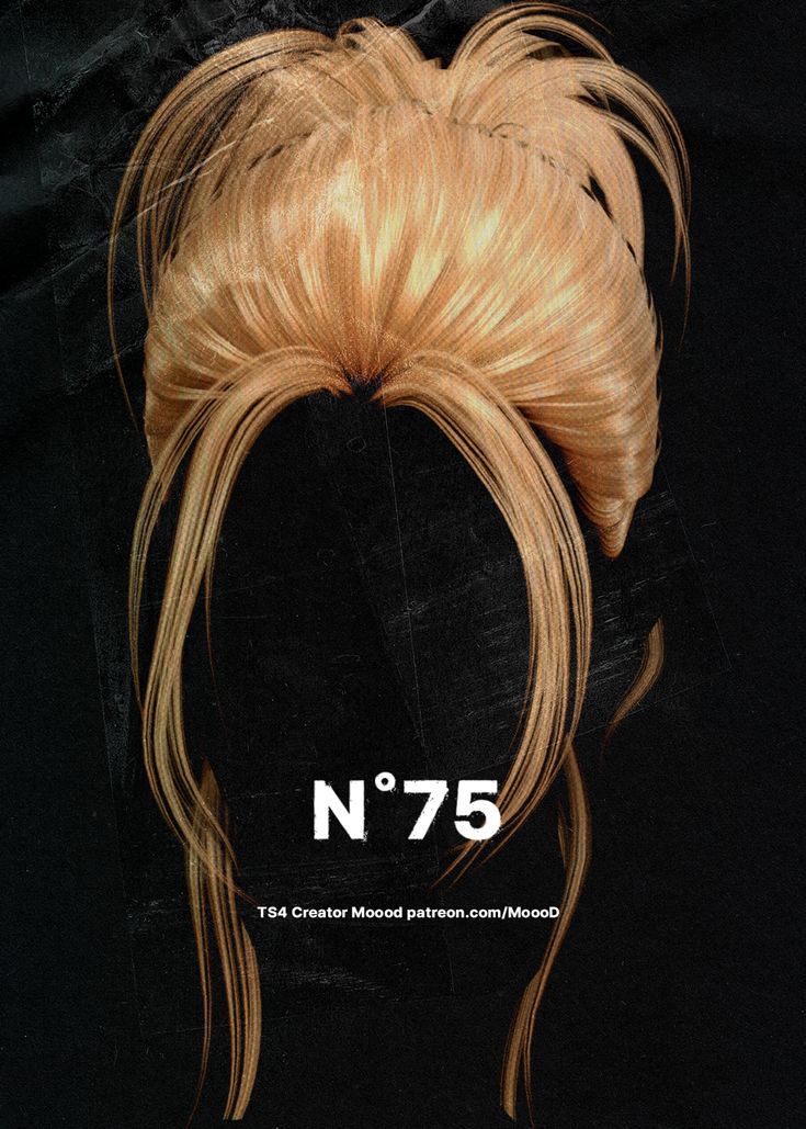 the back of a blonde wig with long hair on it's head and no 75 written below