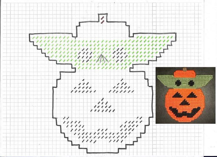 a cross stitch pattern with a pumpkin on it