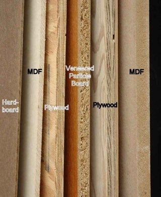 the different types of wood that are used for furniture and wall coverings on display