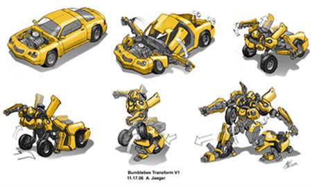 the concept art for bumble bee's new movie is shown in yellow and black