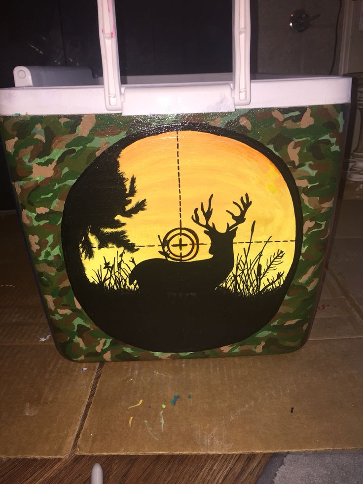 a painted box with a deer on it