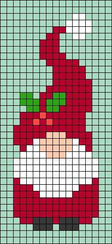 a cross stitch pattern with an image of a santa clause in red and green colors