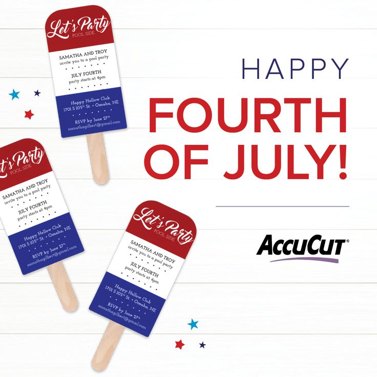 three popsicles with the words happy fourth of july on them